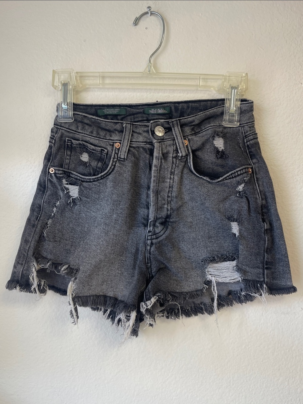 wild fable Distressed Black High-Rise Denim Shorts